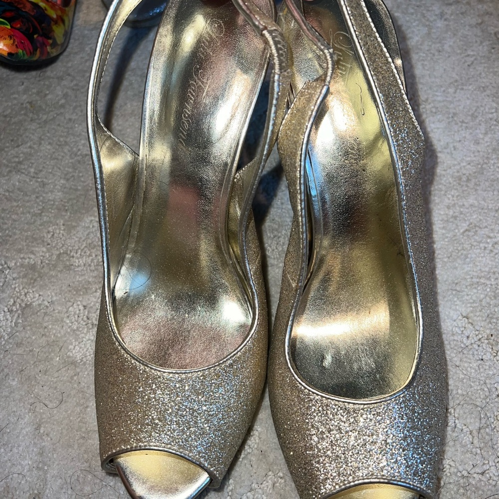 Lulu Townsend Gold Sparkly Heels